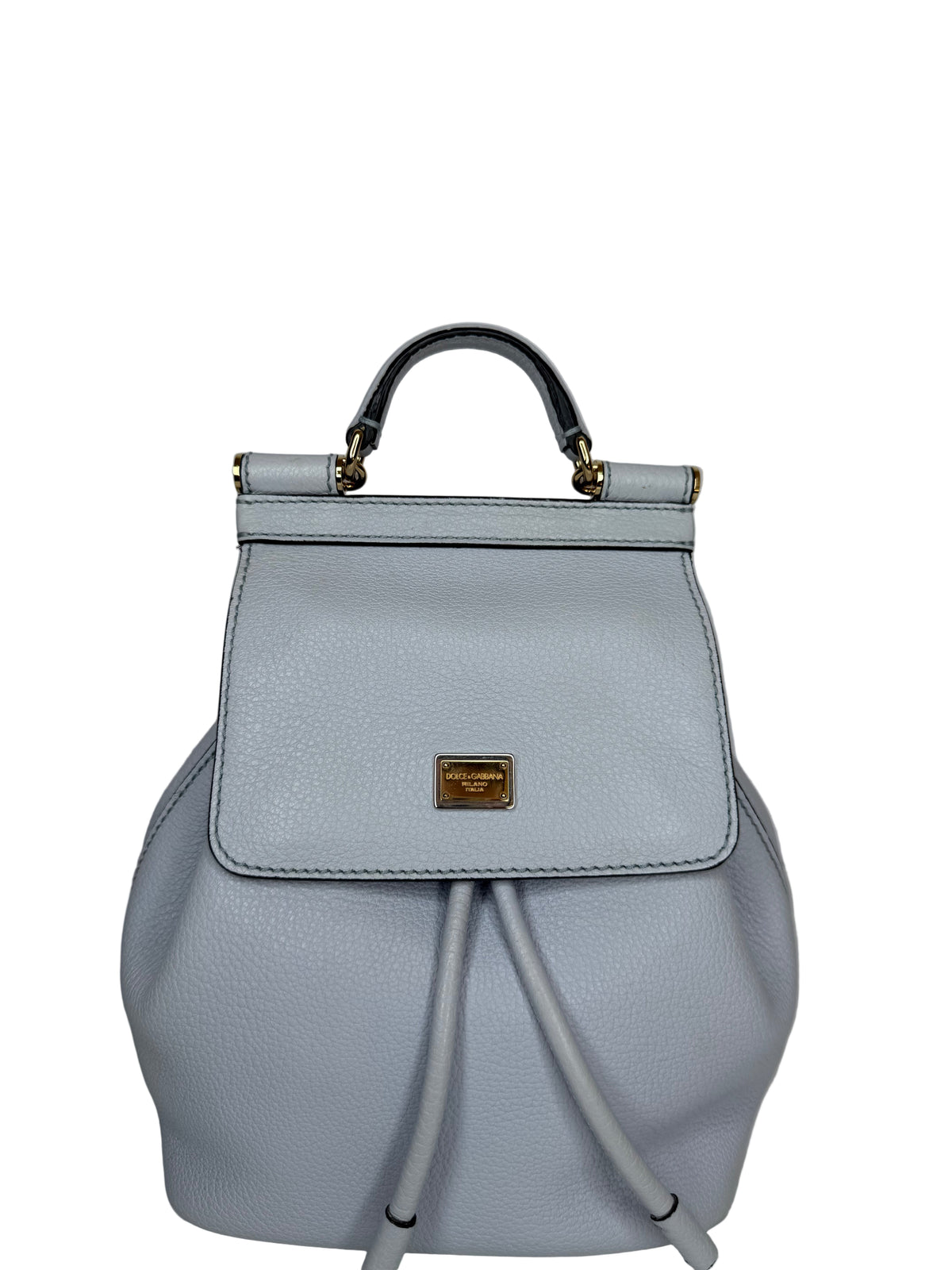 Dolce Gabbana Light Blue Leather Sicily Backpack