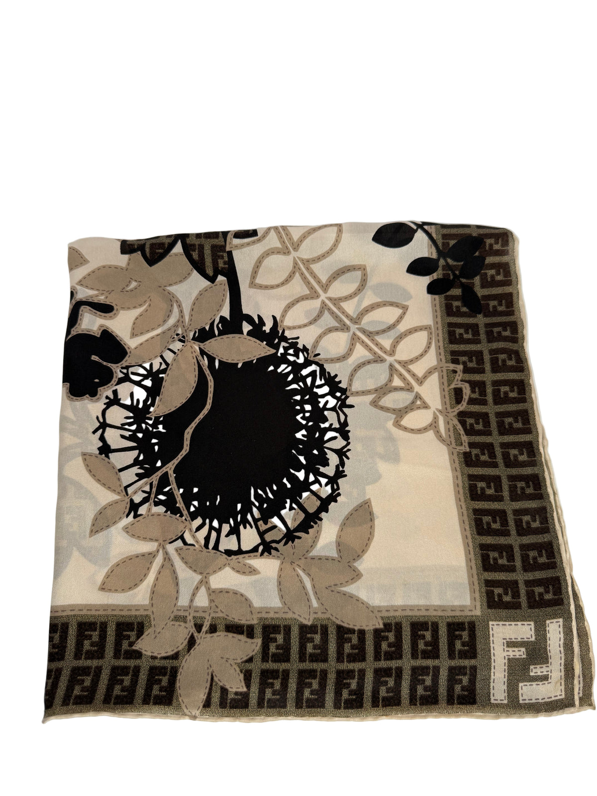 Fendi Zucca Print FF Silk Scarf