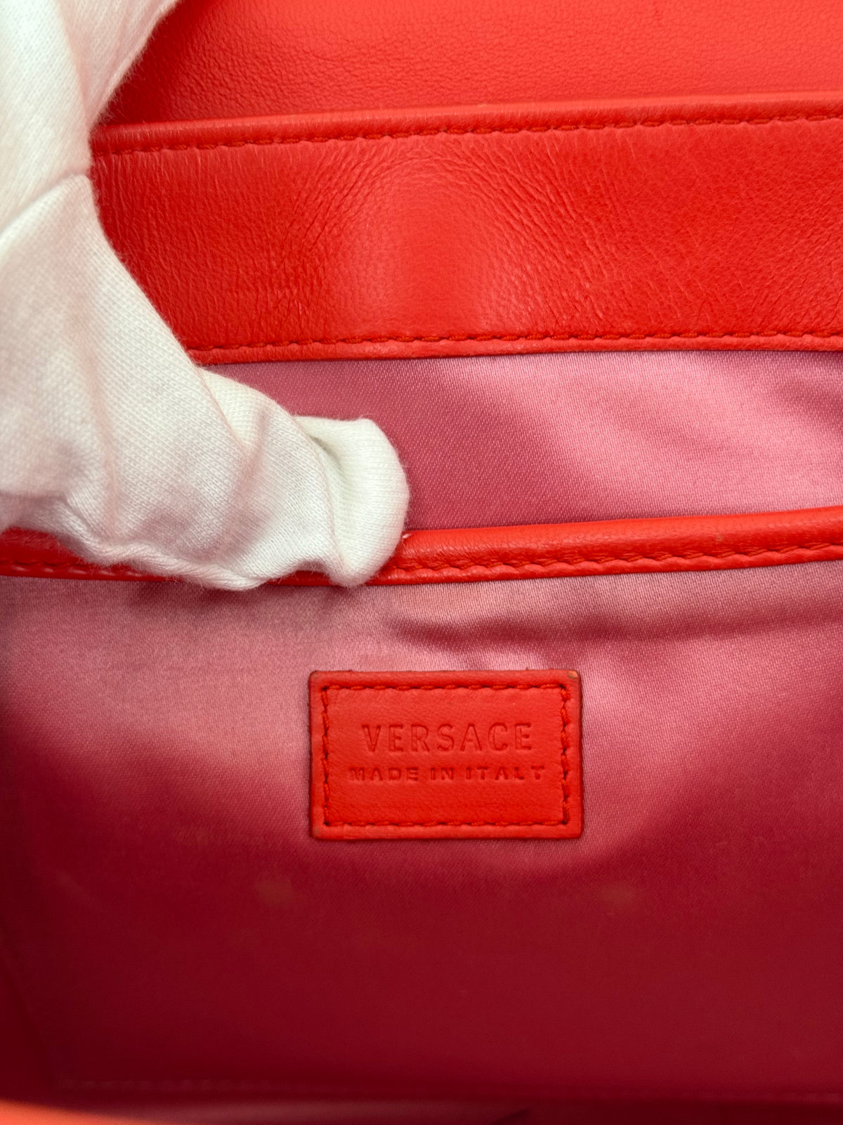 Versace Medusa Medallion Signature Red Patent Leather Hand Bag