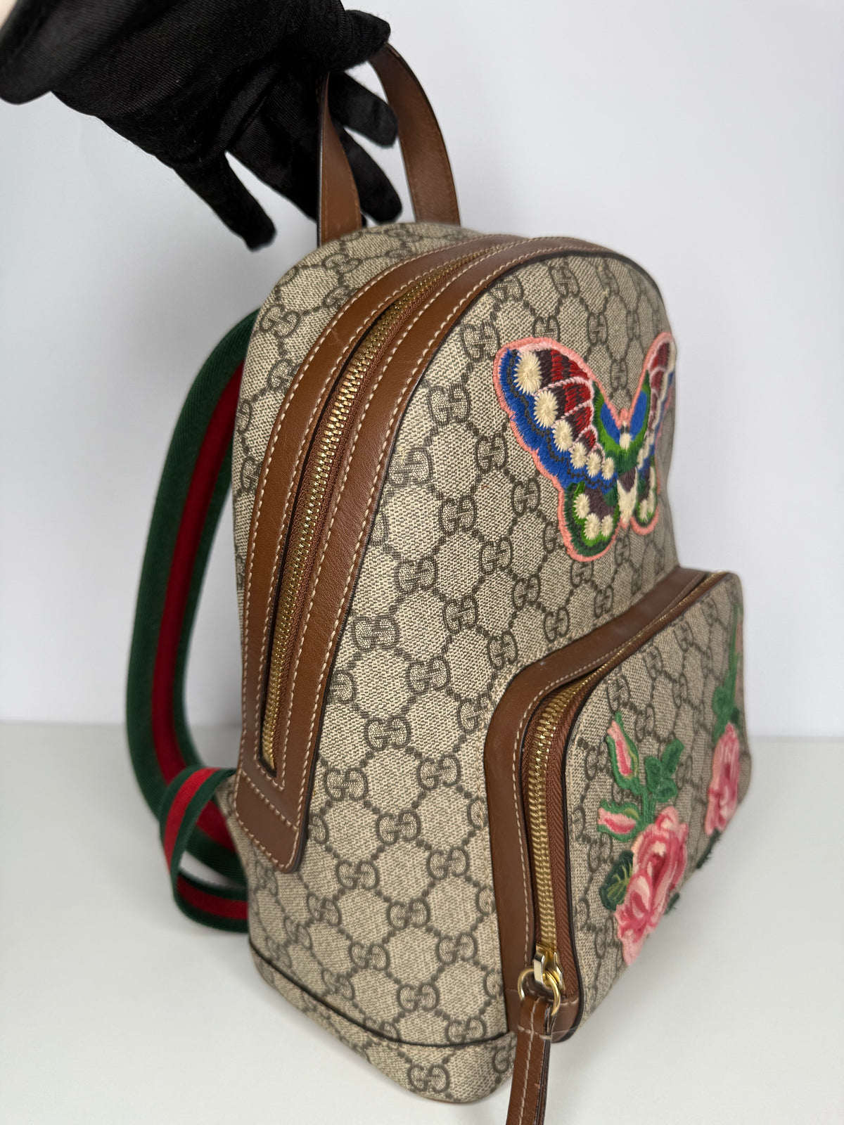 Gucci Limited Edition GG Supreme Butterfly Embroidered Small Backpack