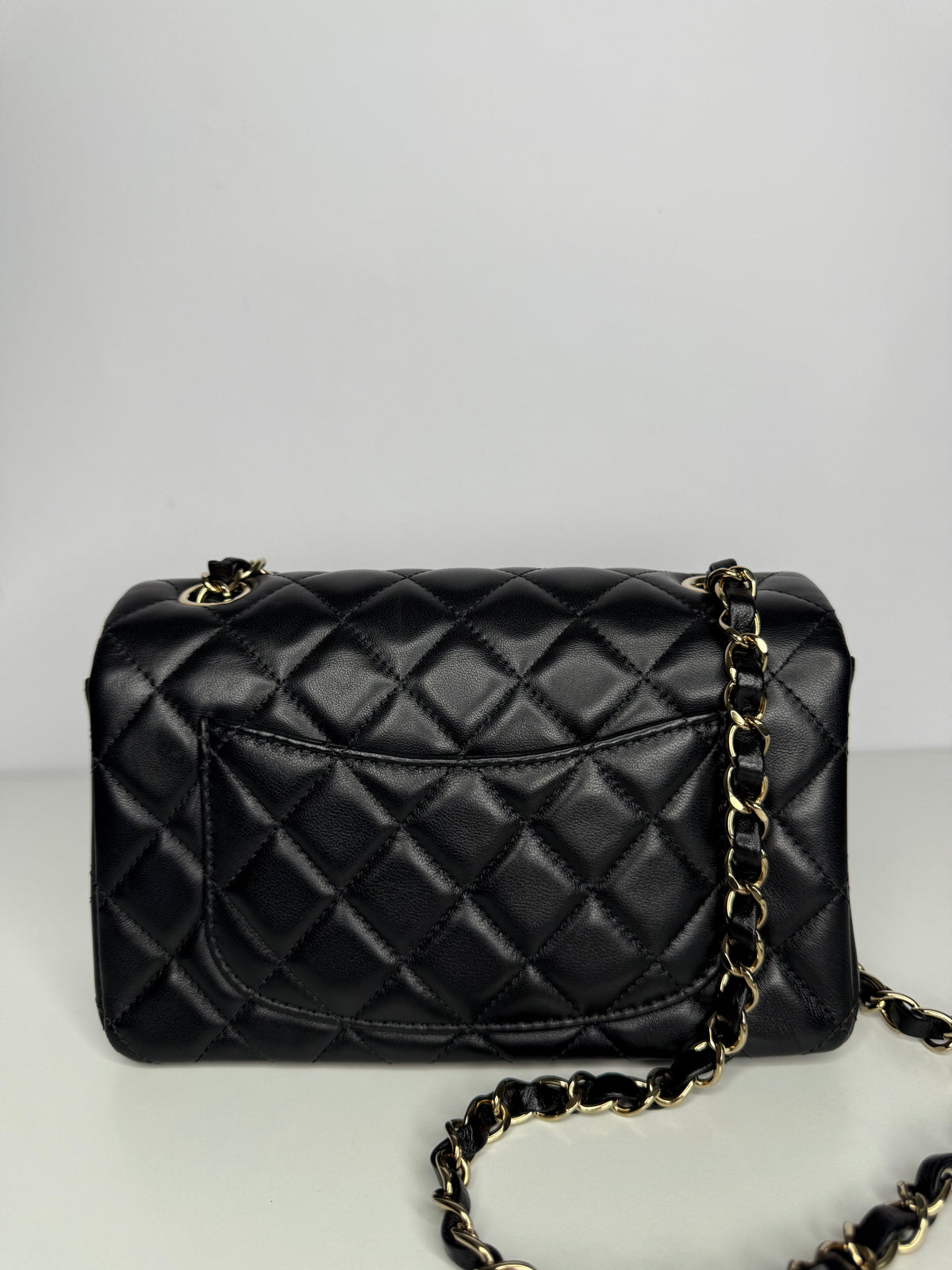 Chanel Classic Mini Rectangular in Black Lambskin Gold Hardware