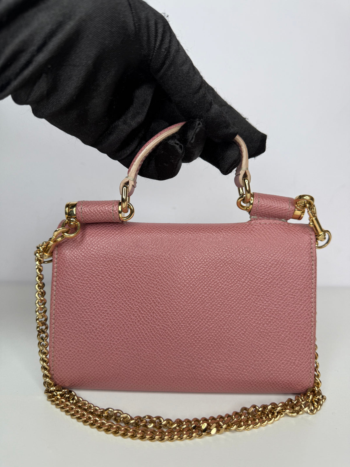 Dolce Gabbana Pink Dauphine Leather Mini Sicily Von Bag