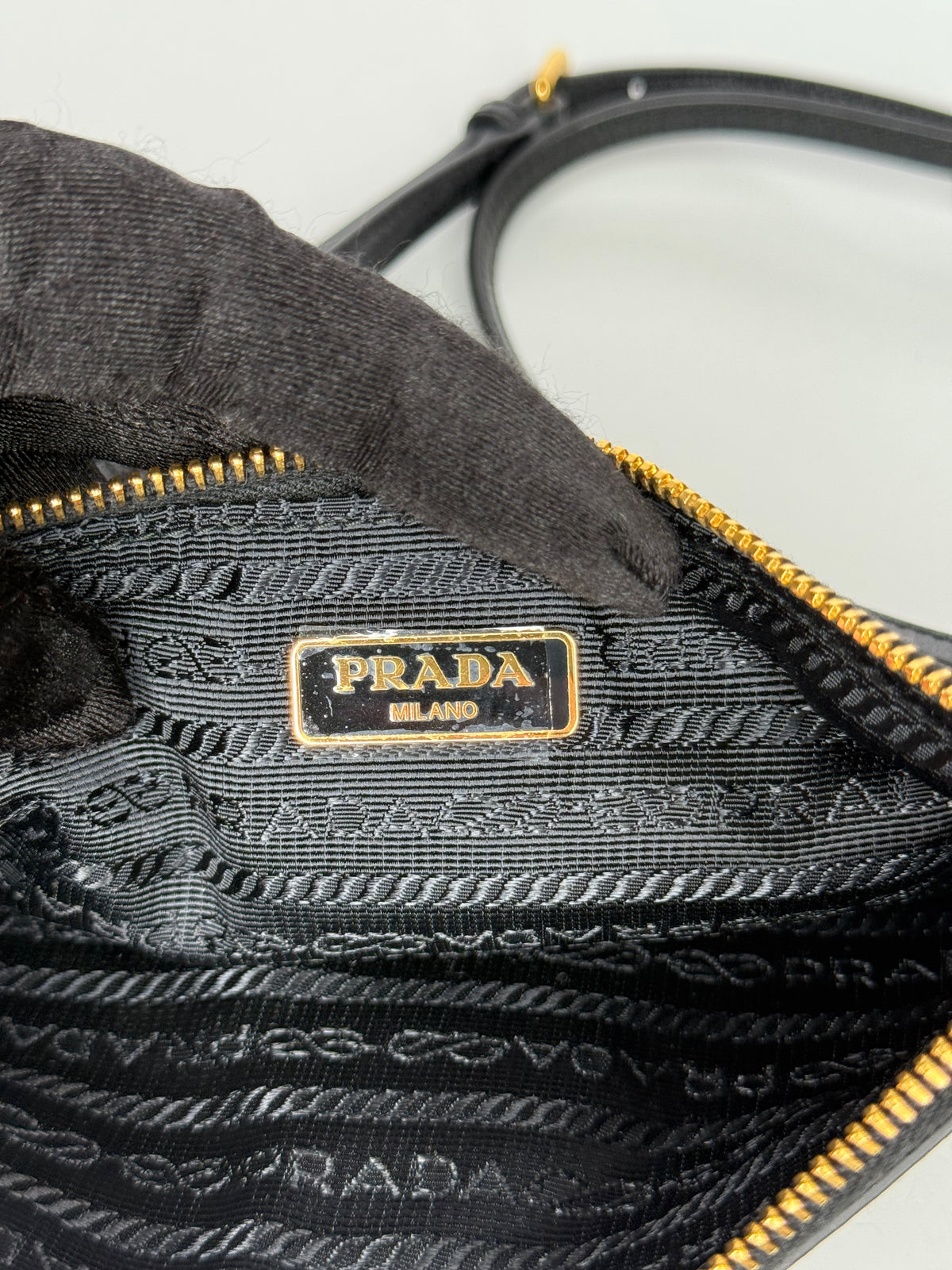 Prada Vitello Shine Zip Crossbody Bag Black