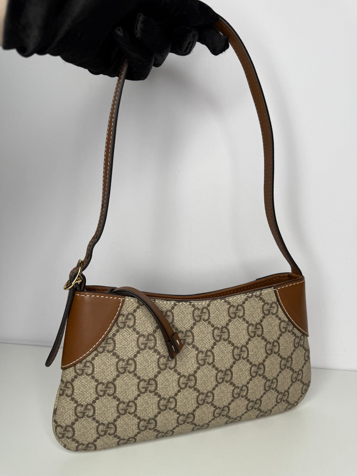 Gucci GG Emblem Beige and Brown Super Mini Pochette