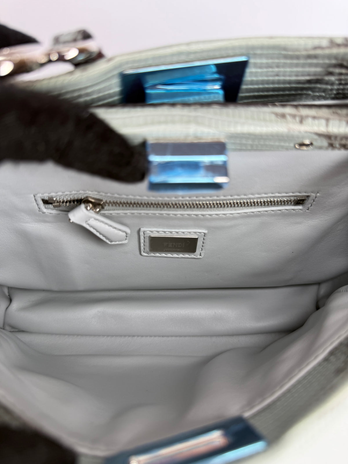 Fendi Iconic Peekaboo Mini Blue Gradient Lizard Skin Bag