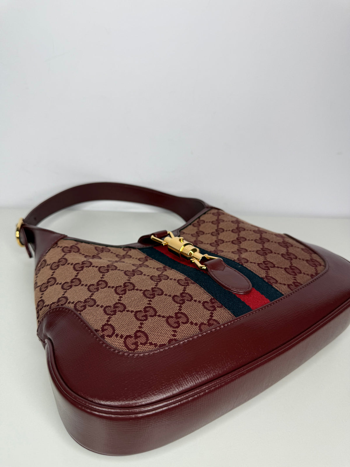 Gucci Small Jackie 1961 Hobo Burgundy GG Canvas/Calfskin Limited Edition