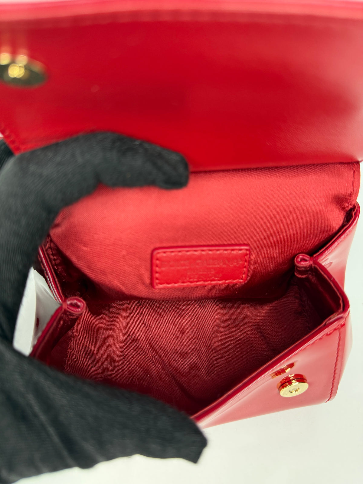 Dolce Gabbana Bambino Mini Sicily Red Patent Leather Crossbody Bag