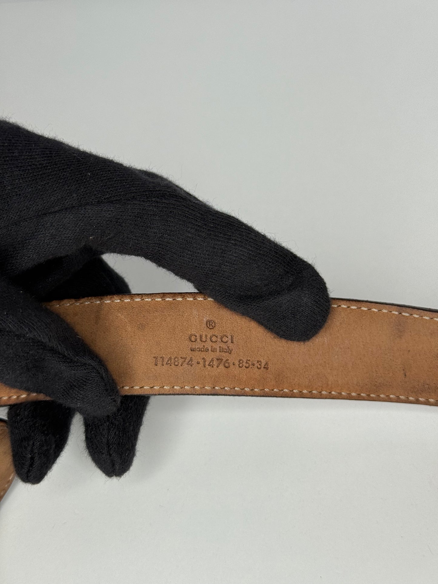 Gucci Guccissima Patent Leather Interlocking G Buckle Belt