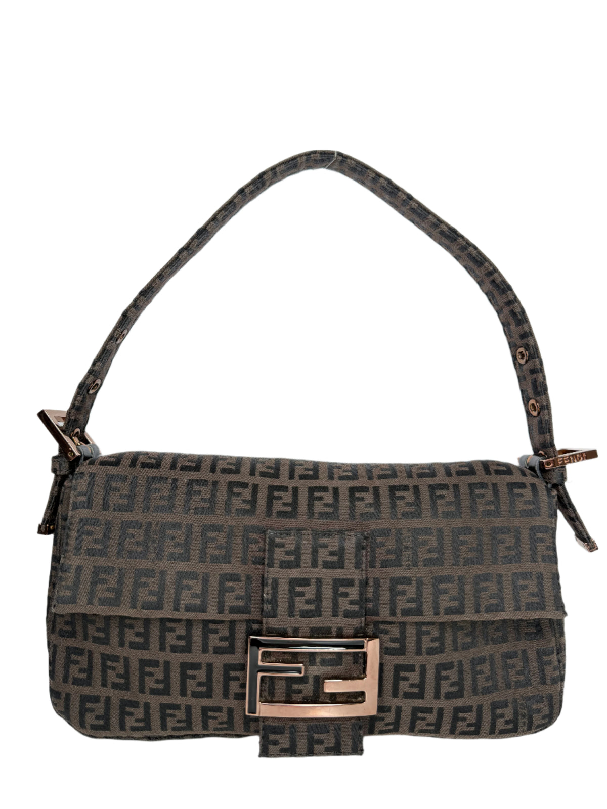 Fendi Zucchino Canvas Baguette Shoulder Bag