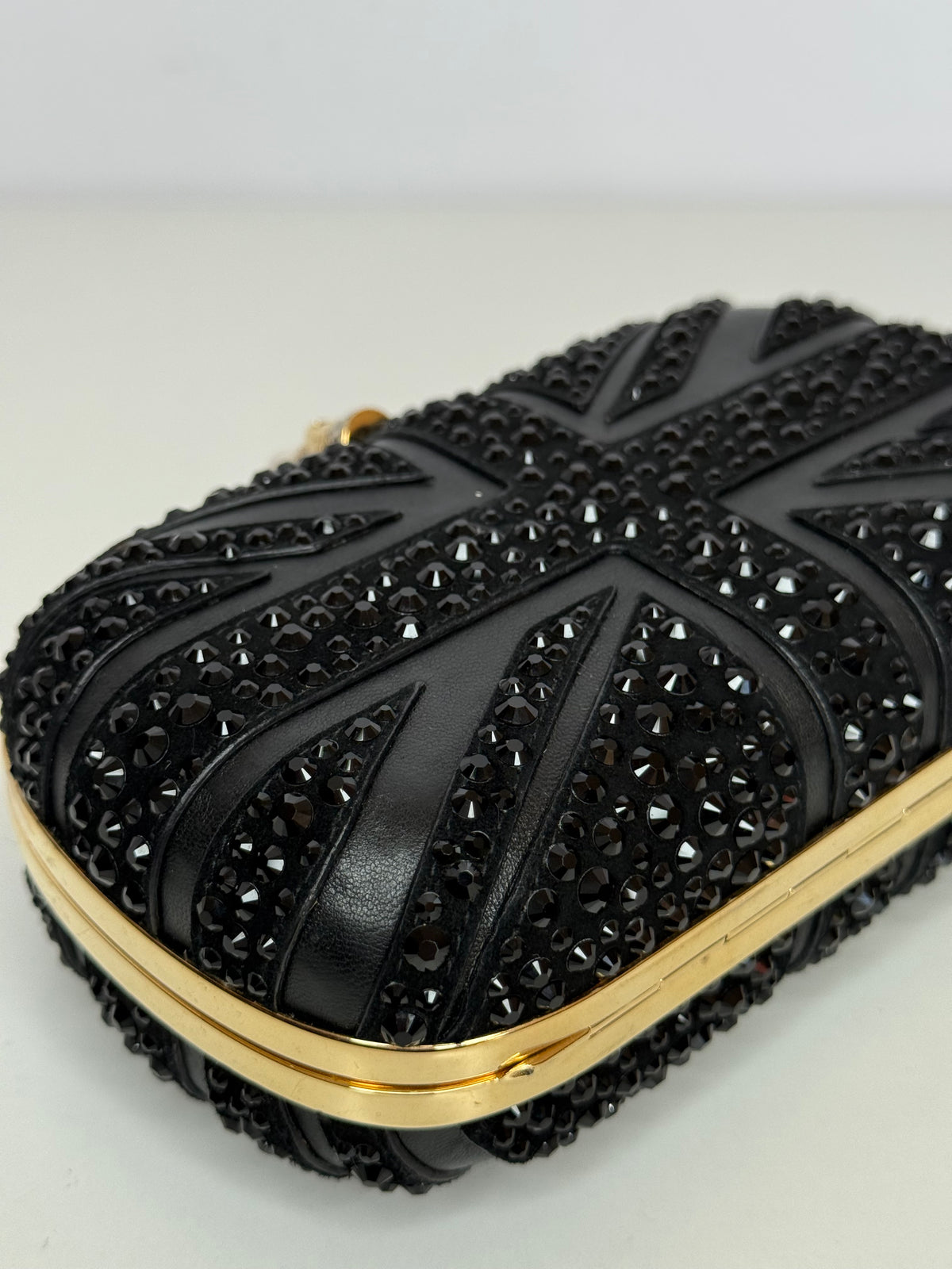 Alexander McQueen Black Nappa Studded Britannia Skull Box Clutch