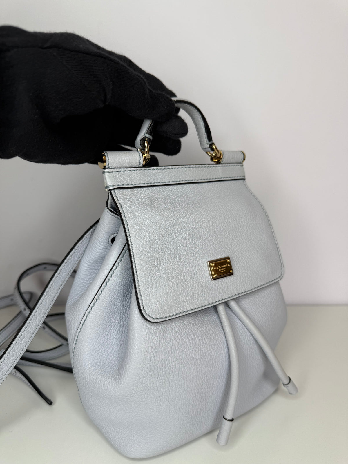 Dolce Gabbana Light Blue Leather Sicily Backpack