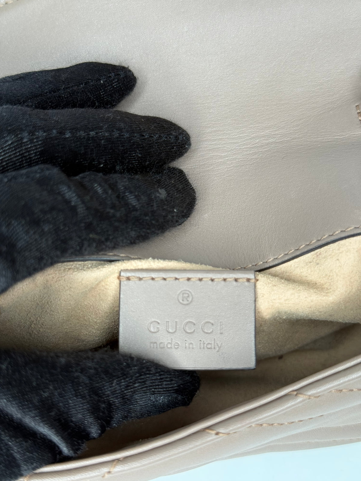 Gucci Calfskin Matelasse Super Mini GG Marmont Shoulder Bag Porcelain Rose