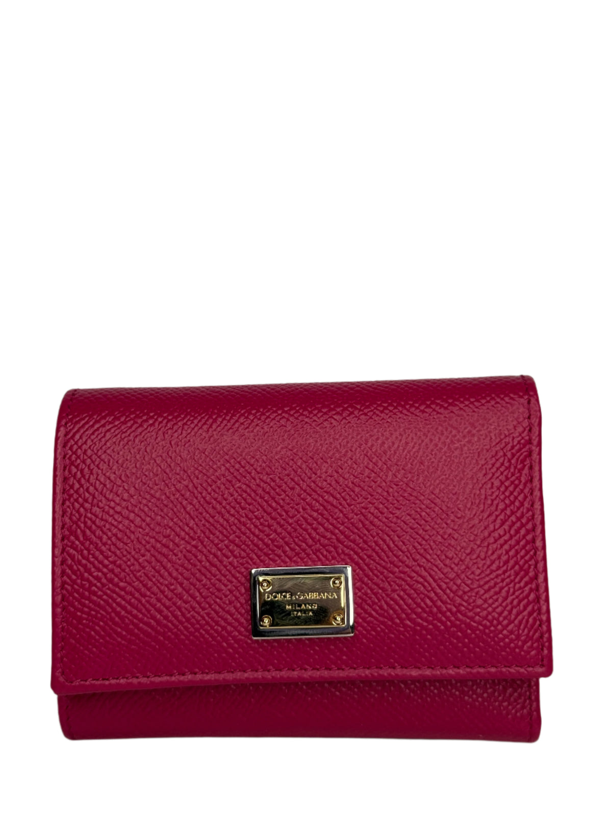 Dolce Gabbana Dauphine Calfskin French-Flap Wallet in Fuchsia