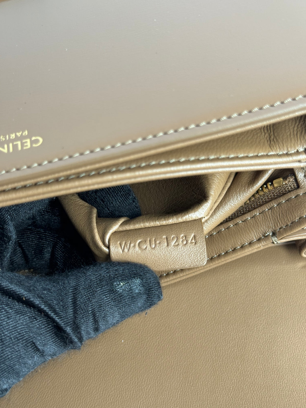 Celine Classique Triomphe Bag In Glazed Brown Shiny Calfskin