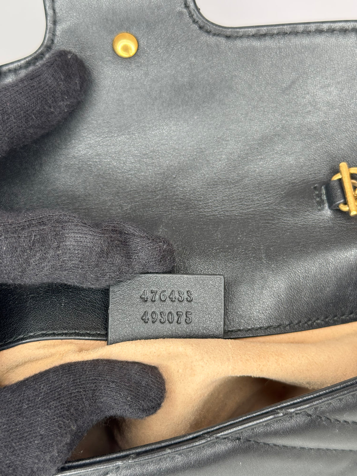Gucci Black Calfskin Matelasse Super Mini GG Marmont Shoulder Bag