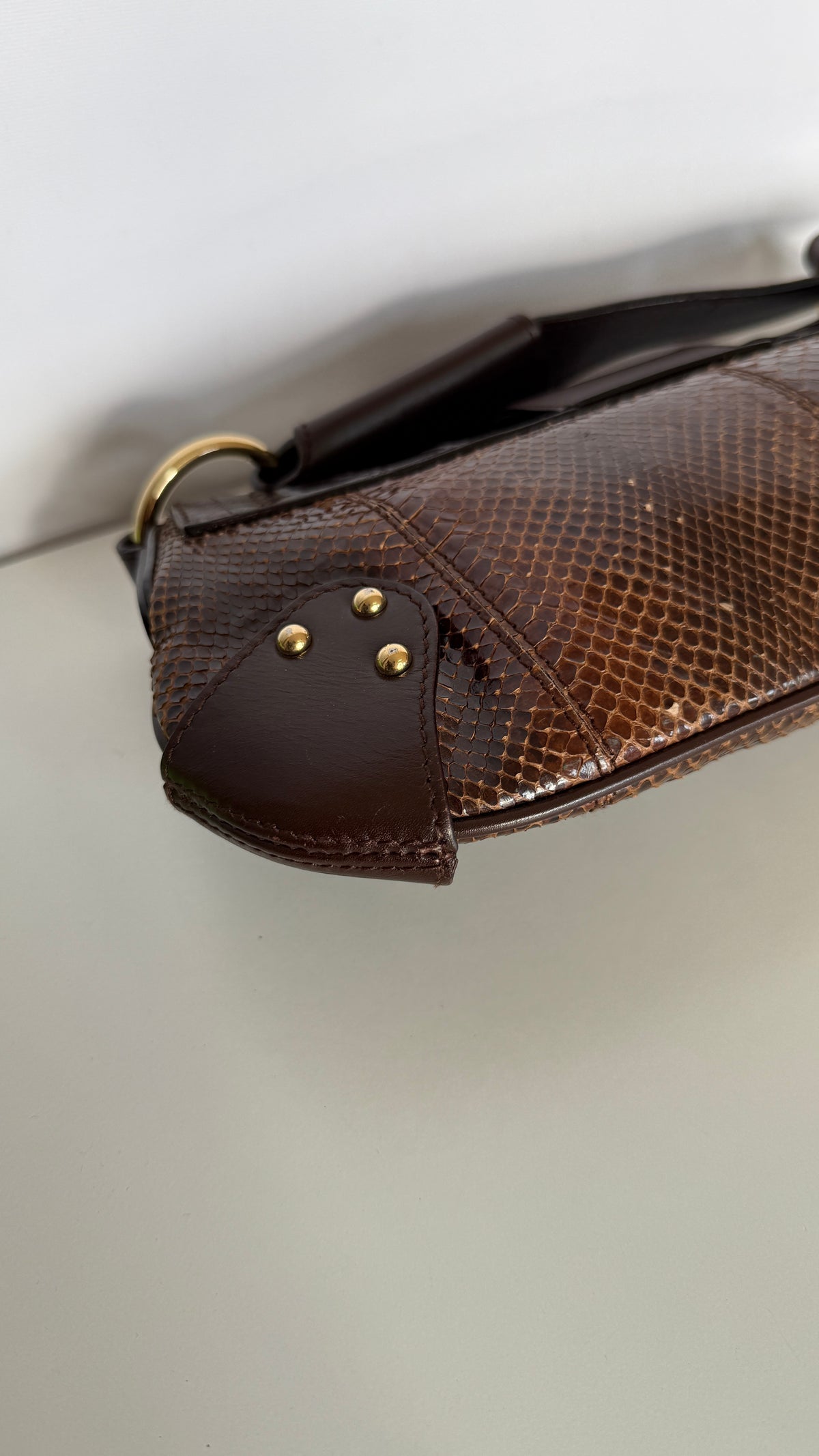 Dolce Gabbana Python & Eel D-Ring Bag Brown Chocolate