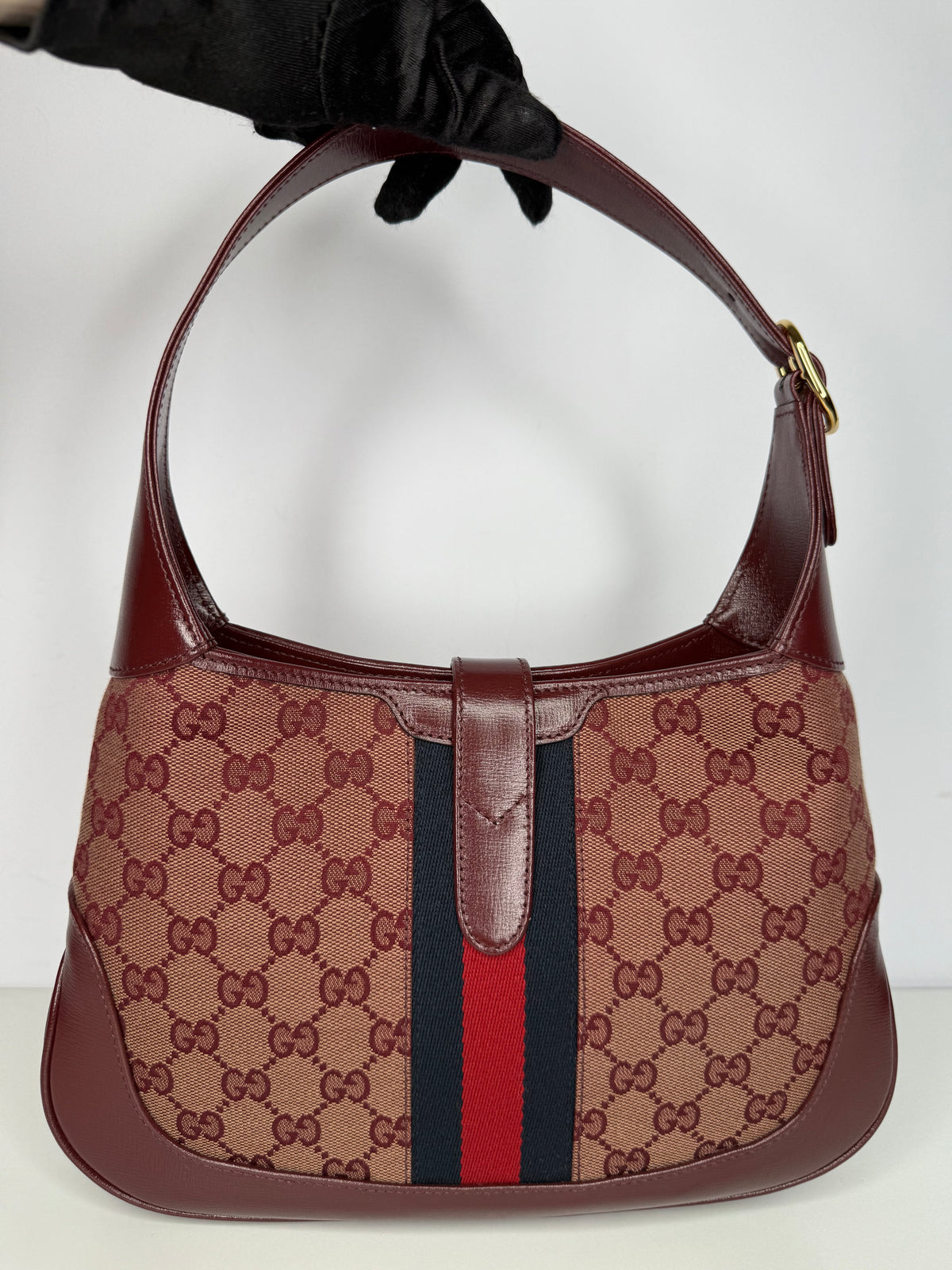 Gucci Small Jackie 1961 Hobo Burgundy GG Canvas/Calfskin Limited Edition
