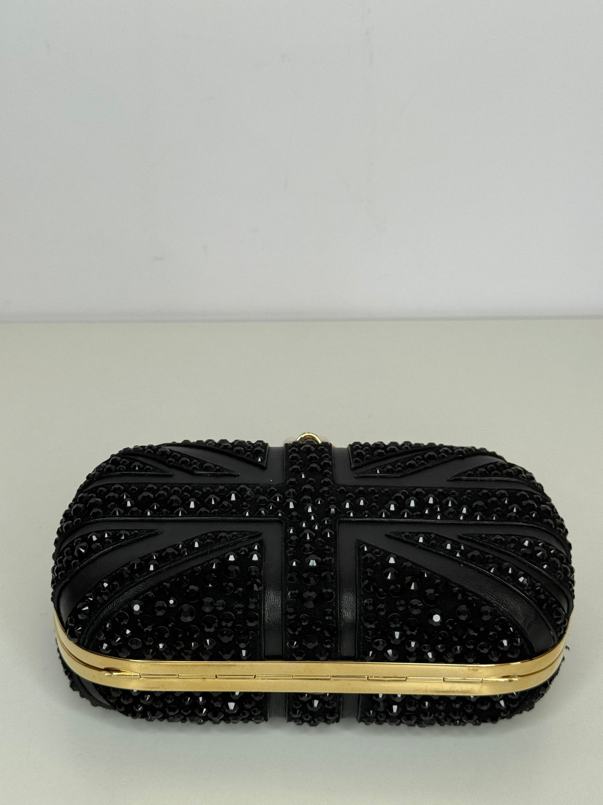 Alexander McQueen Black Nappa Studded Britannia Skull Box Clutch
