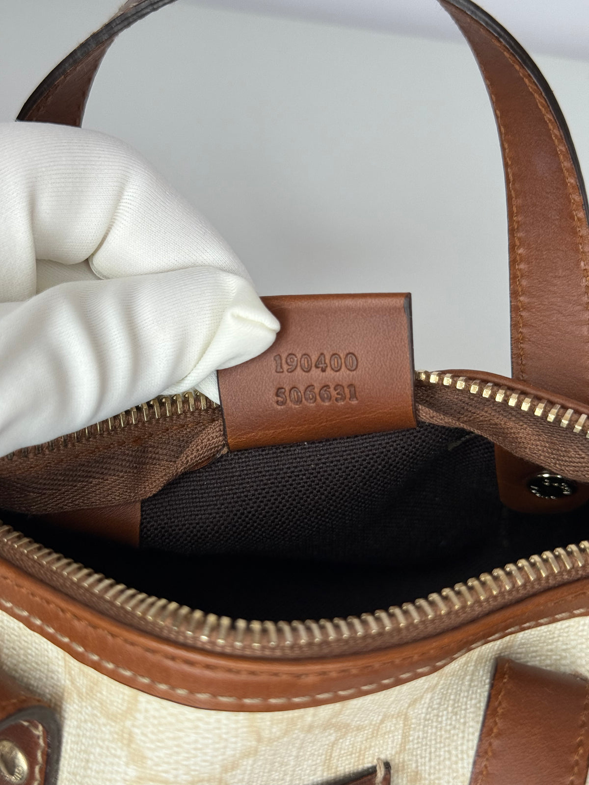 Gucci White GG Coated Canvas Mini Joy Boston Bag