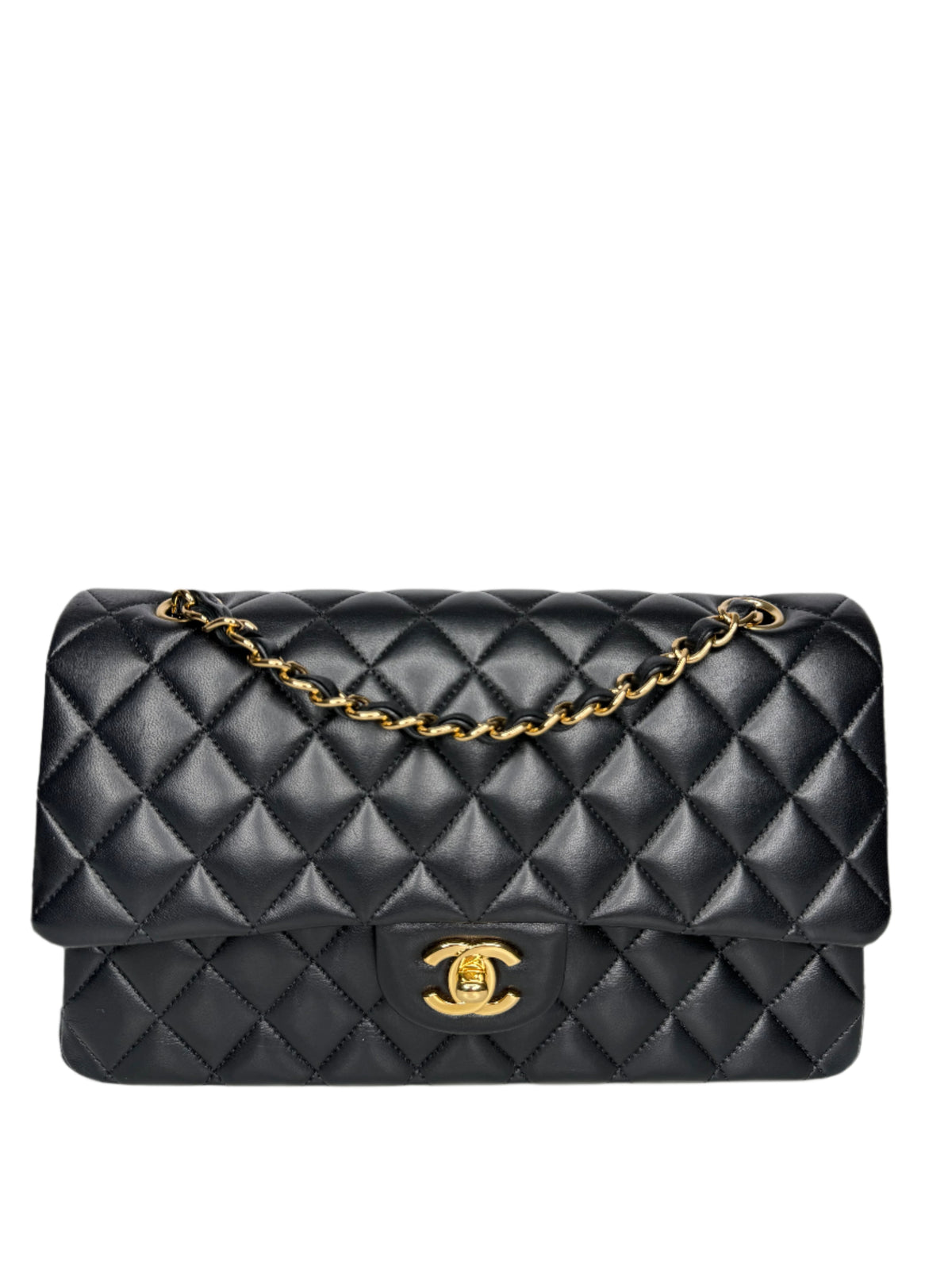 Chanel Medium Classic Flap Bag in Black Lambskin with Gold Hardware