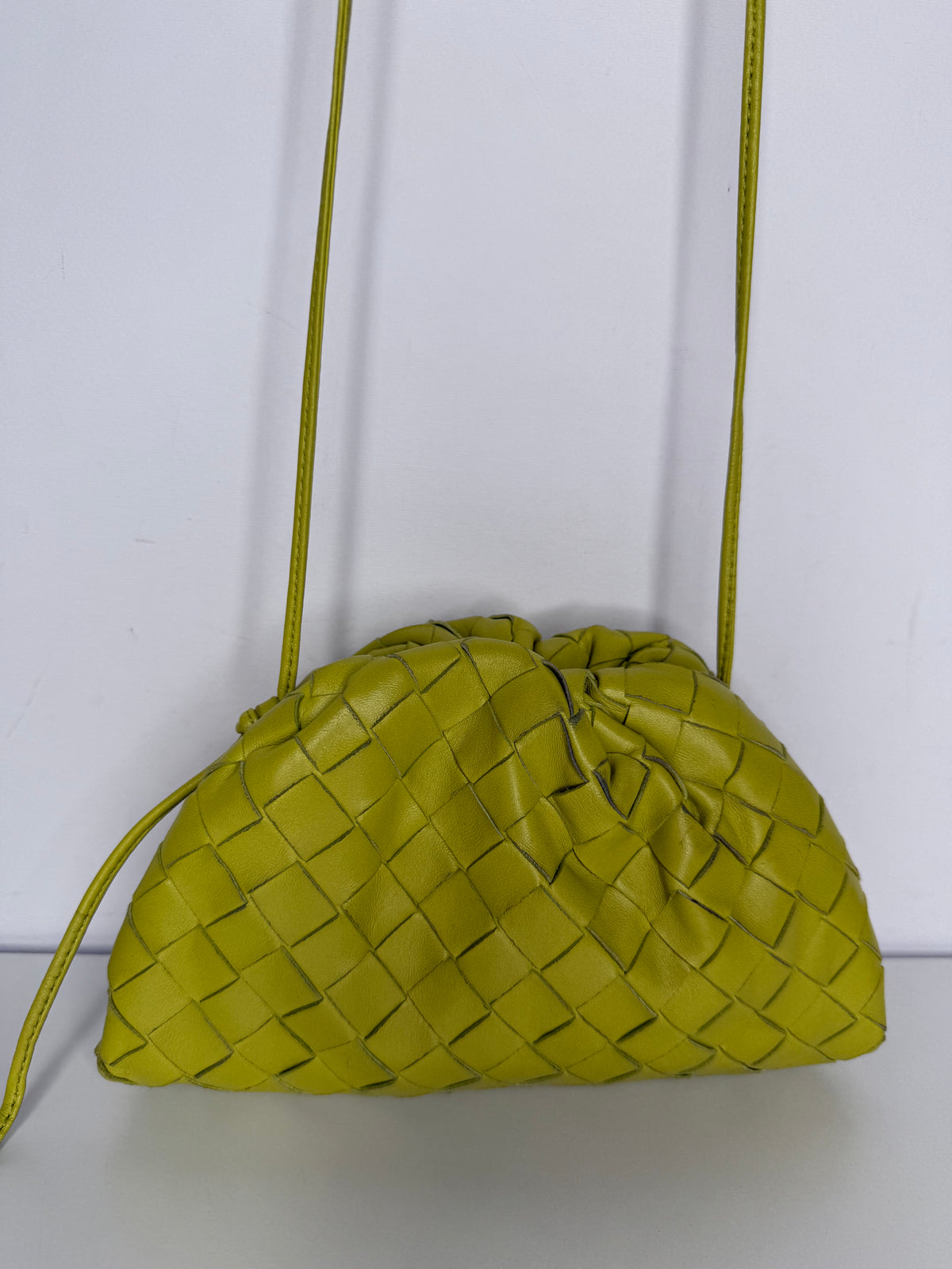 Bottega Veneta The Pouch Mini Intrecciato Kiwi Leather Clutch Bag