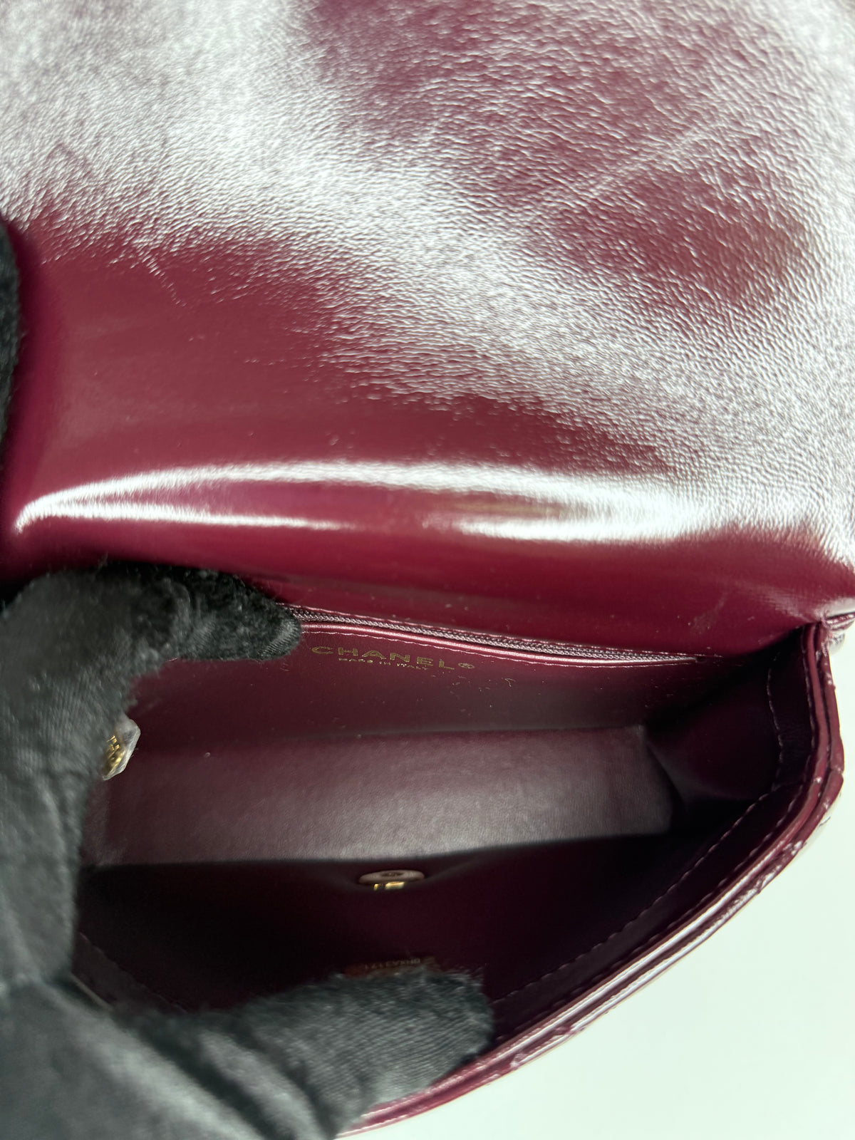 Chanel Mini Top Handle Flap Bag in Burgundy Quilted Leather Gold Hardware