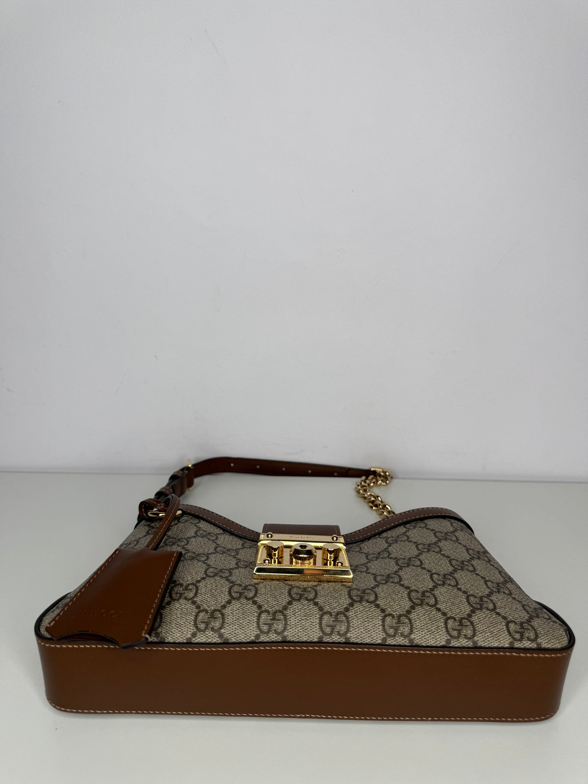 Gucci GG Supreme Beige And Ebony Padlock Small Shoulder Bag