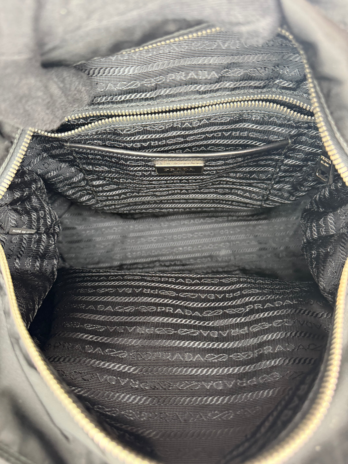 Prada Black Nylon and Leather Tote Bag