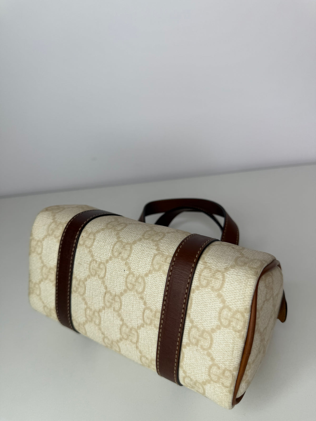 Gucci White GG Coated Canvas Mini Joy Boston Bag