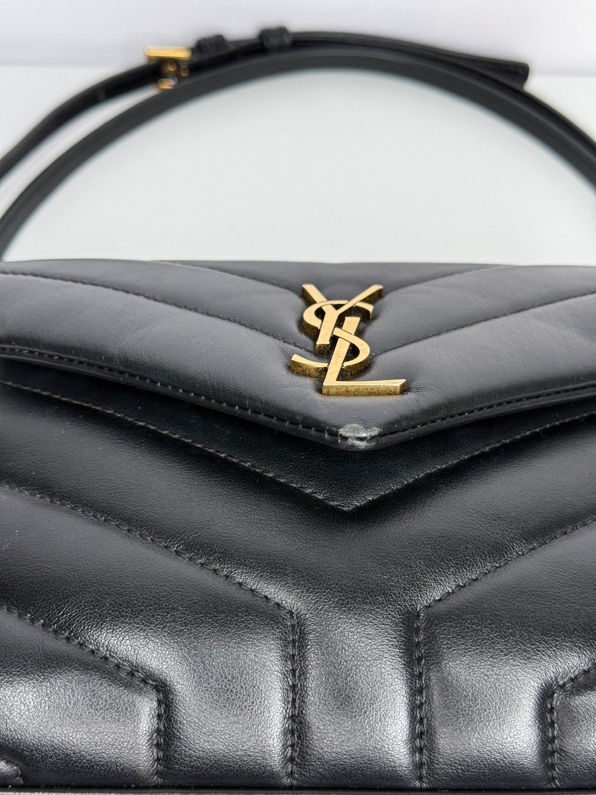Saint Laurent Calfskin Quilted Monogram Toy Loulou Crossbody Bag Black