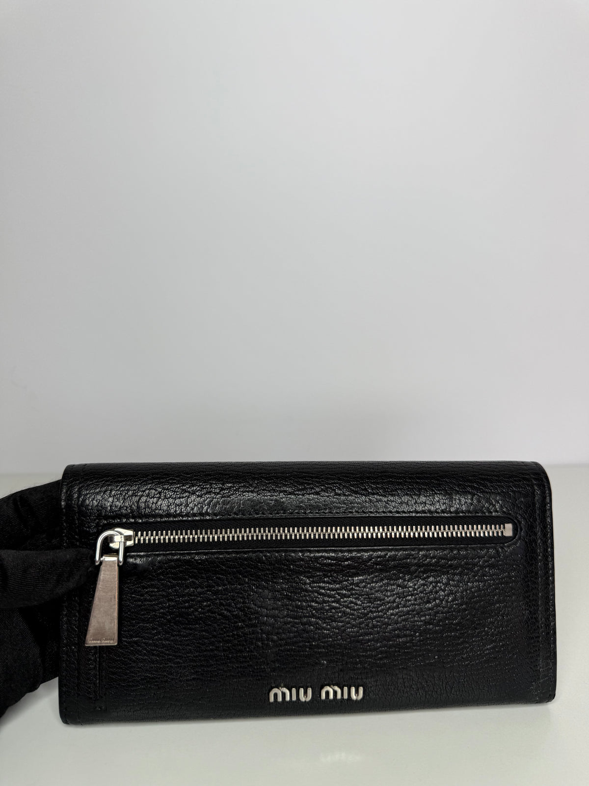 Miu Miu Black Leather Long Wallet