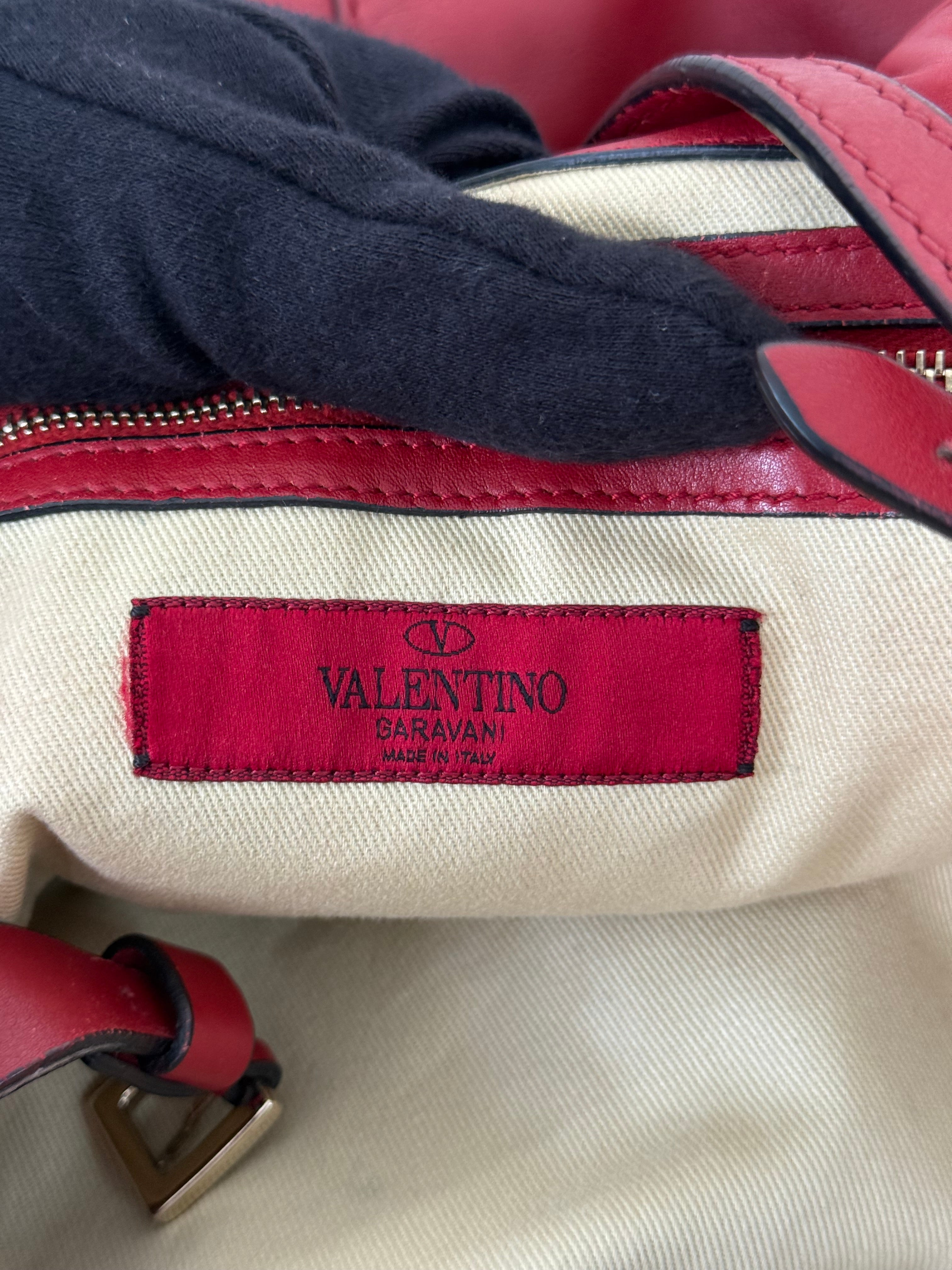 Valentino Red Leather Rockstud Va Va Voom Large Tote Bag