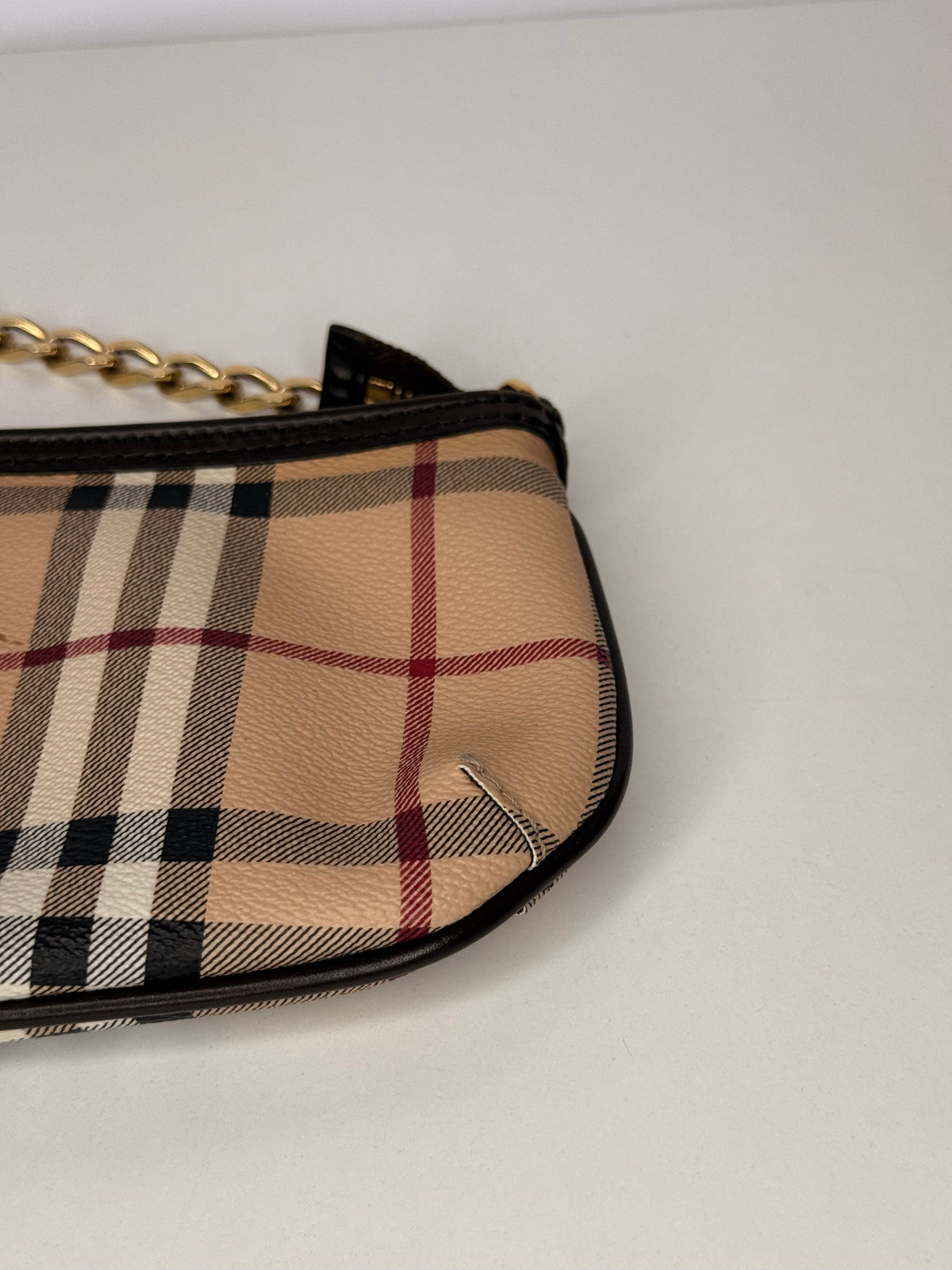 Burberry Anabel Pochette Chocolate Haymarket Check Coated Canvas