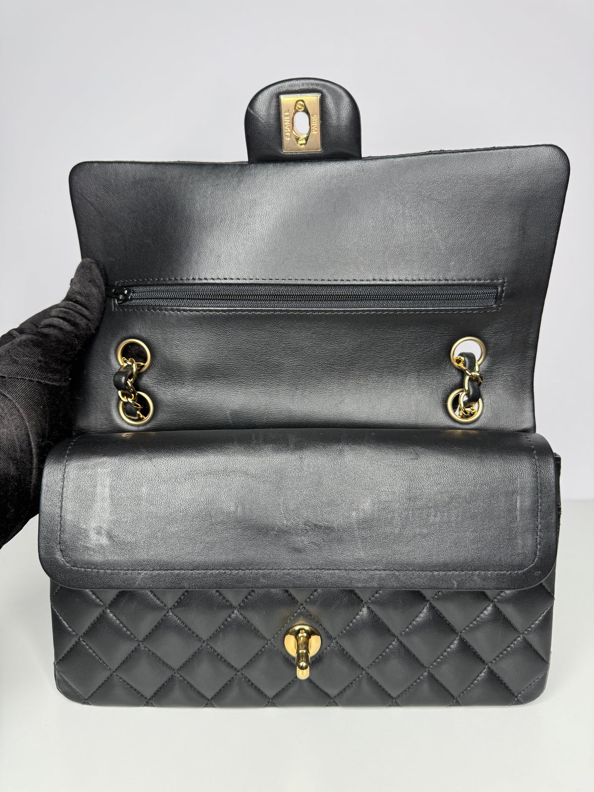 Chanel Medium Classic Flap Bag in Black Lambskin with Gold Hardware