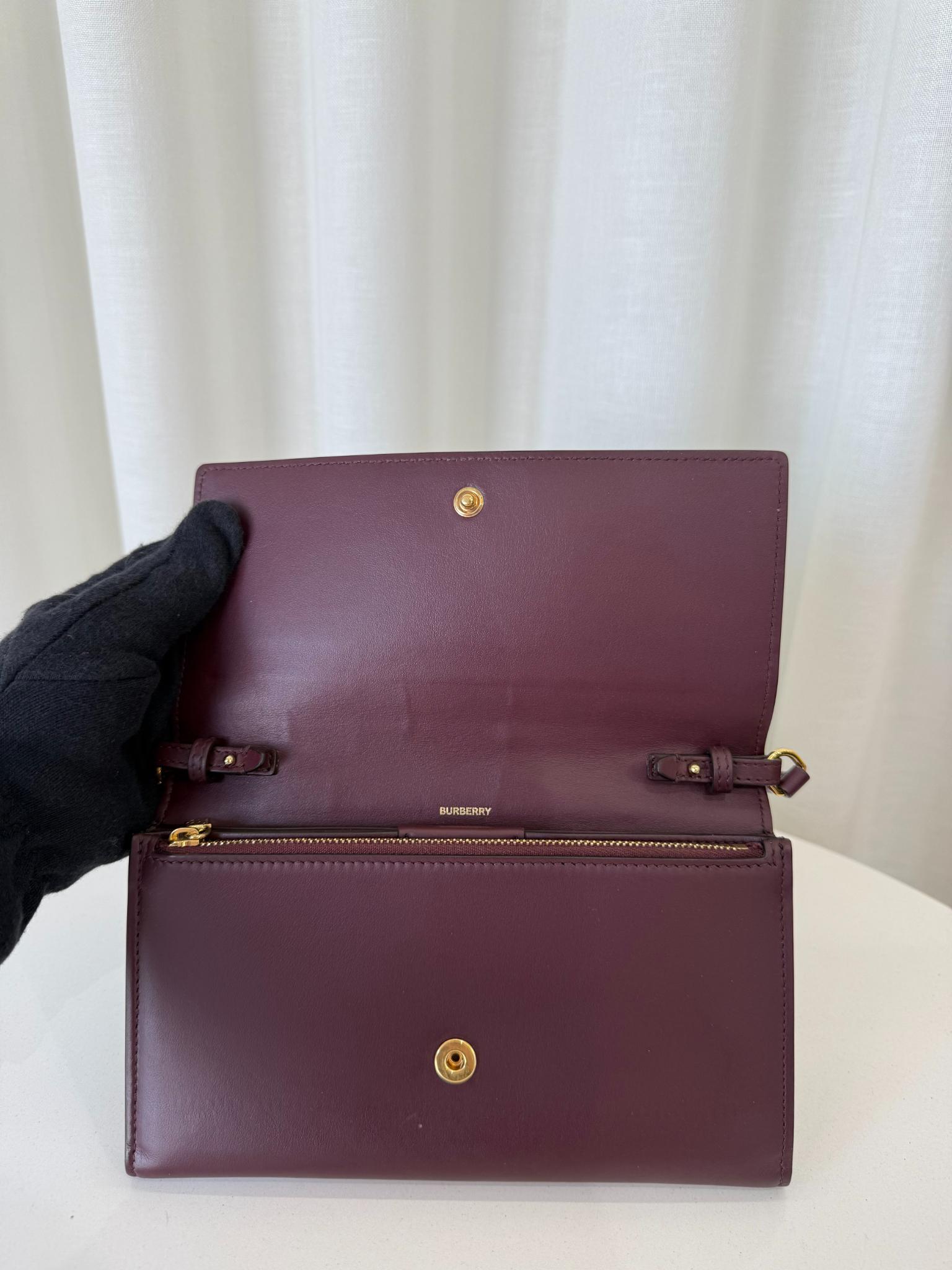 Burberry Hazelmere Burgundy Leather Crossbody Bag