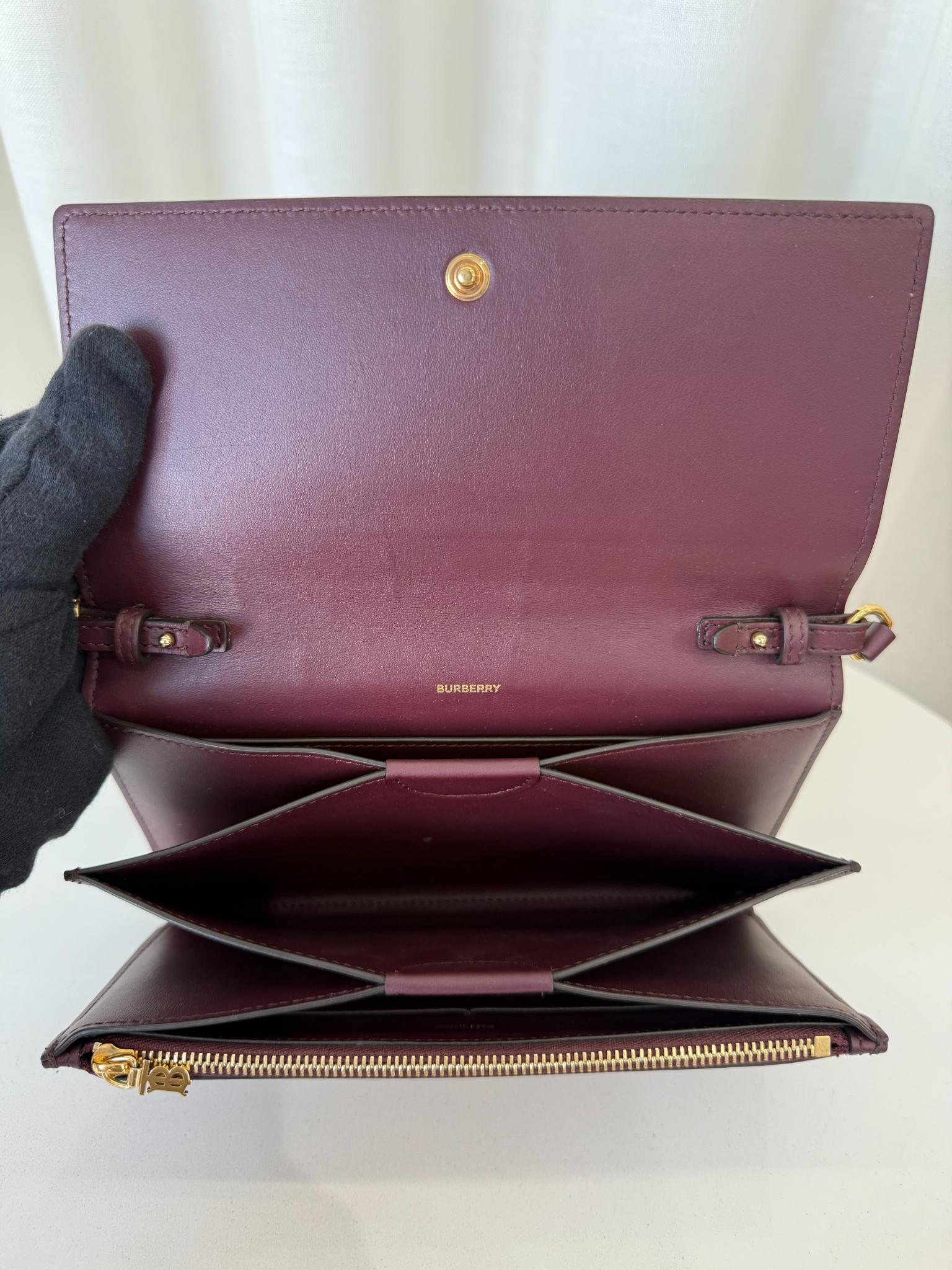 Burberry Hazelmere Burgundy Leather Crossbody Bag
