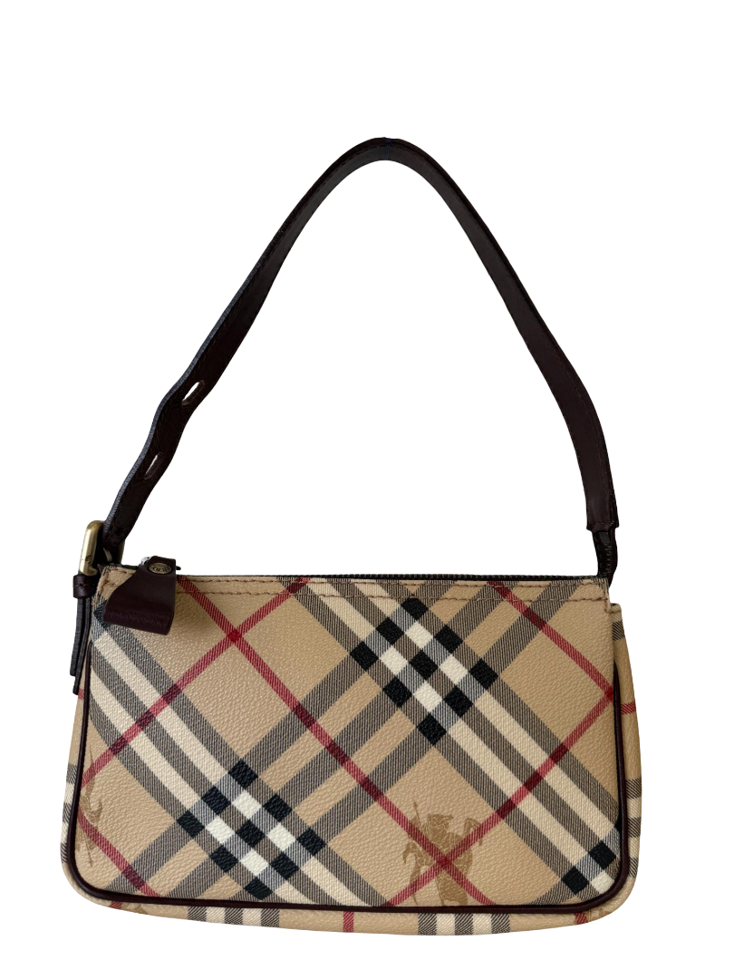 Burberry Haymarket Brown Check Pochette Bag