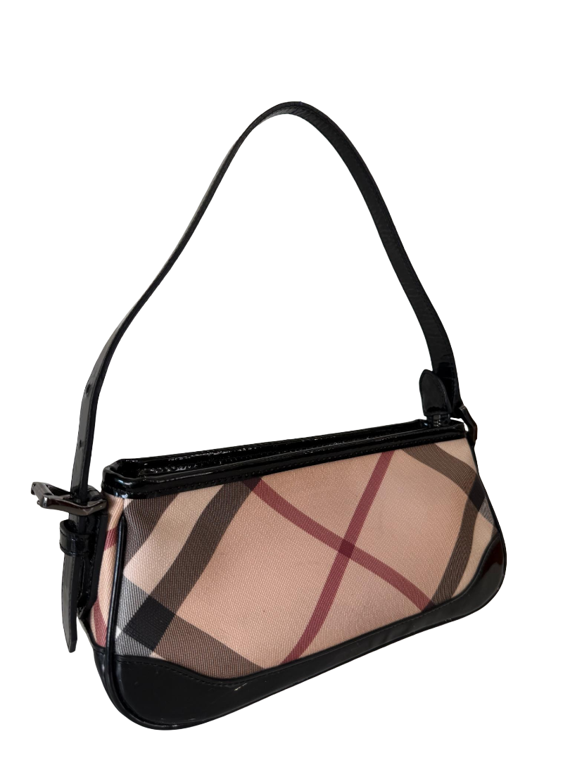 Burberry Nova Check Black Patent Leather Pochette