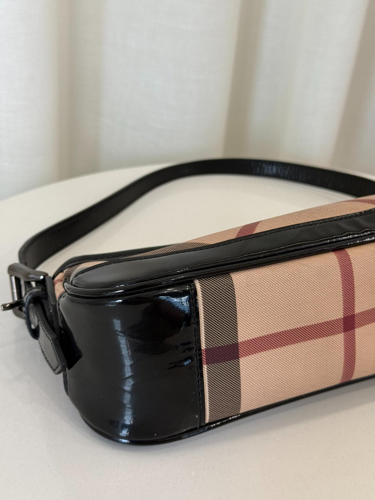 Burberry Nova Check Black Patent Leather Pochette