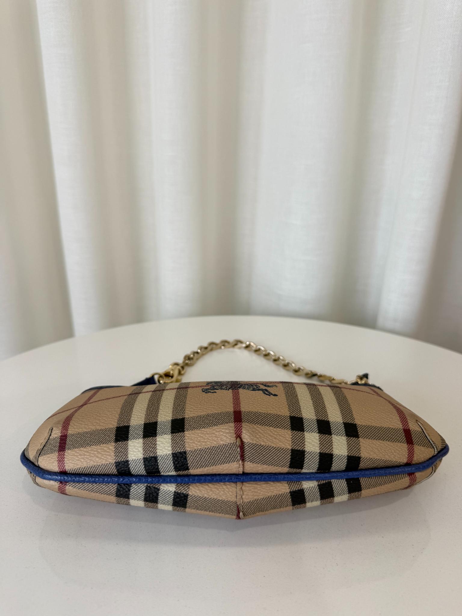 Burberry Anabel Pochette Beige/Navy Haymarket Check Coated Canvas