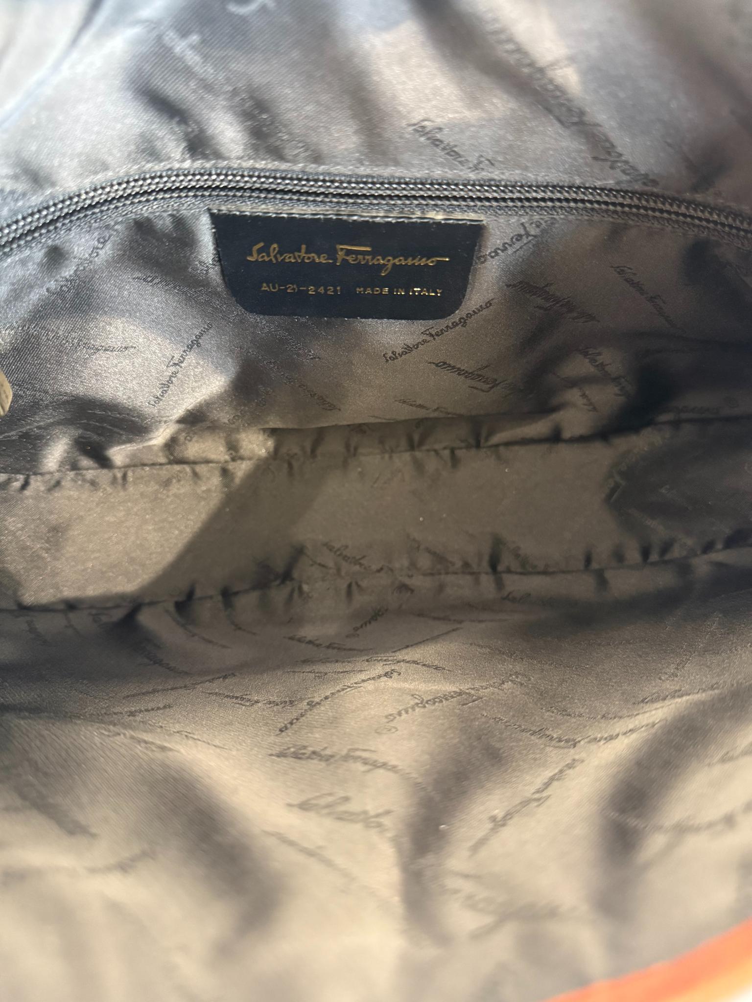 Salvatore Ferragamo Brown Leather Gancini Hobo Bag