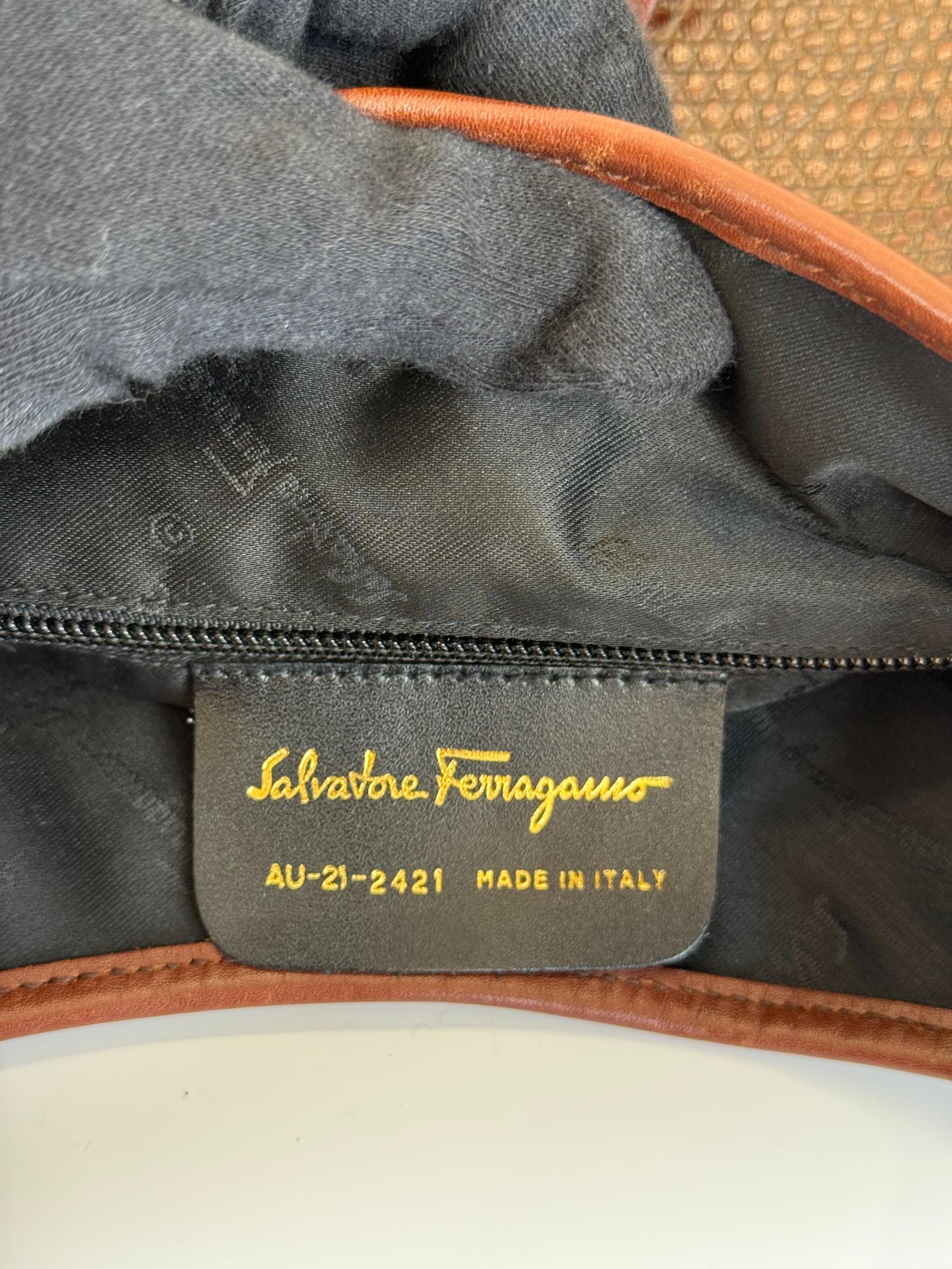Salvatore Ferragamo Brown Leather Gancini Hobo Bag