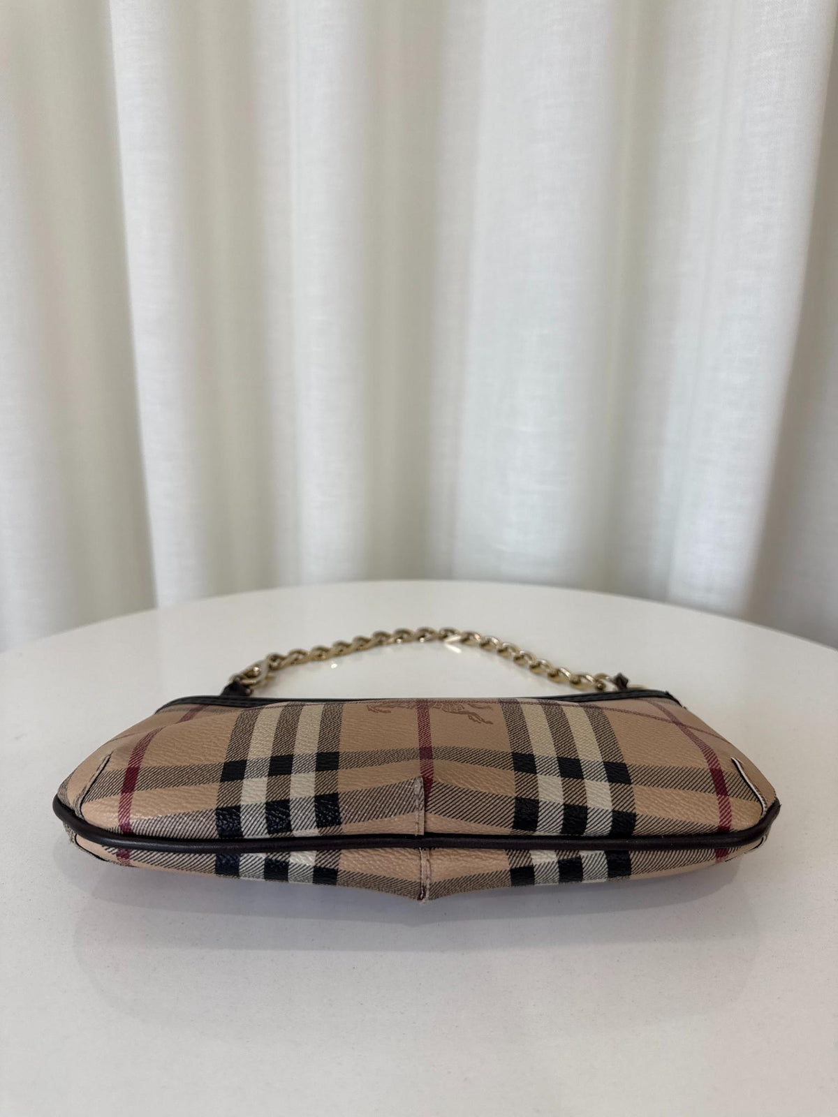 Burberry Anabel Pochette Chocolate Haymarket Check Coated Canvas