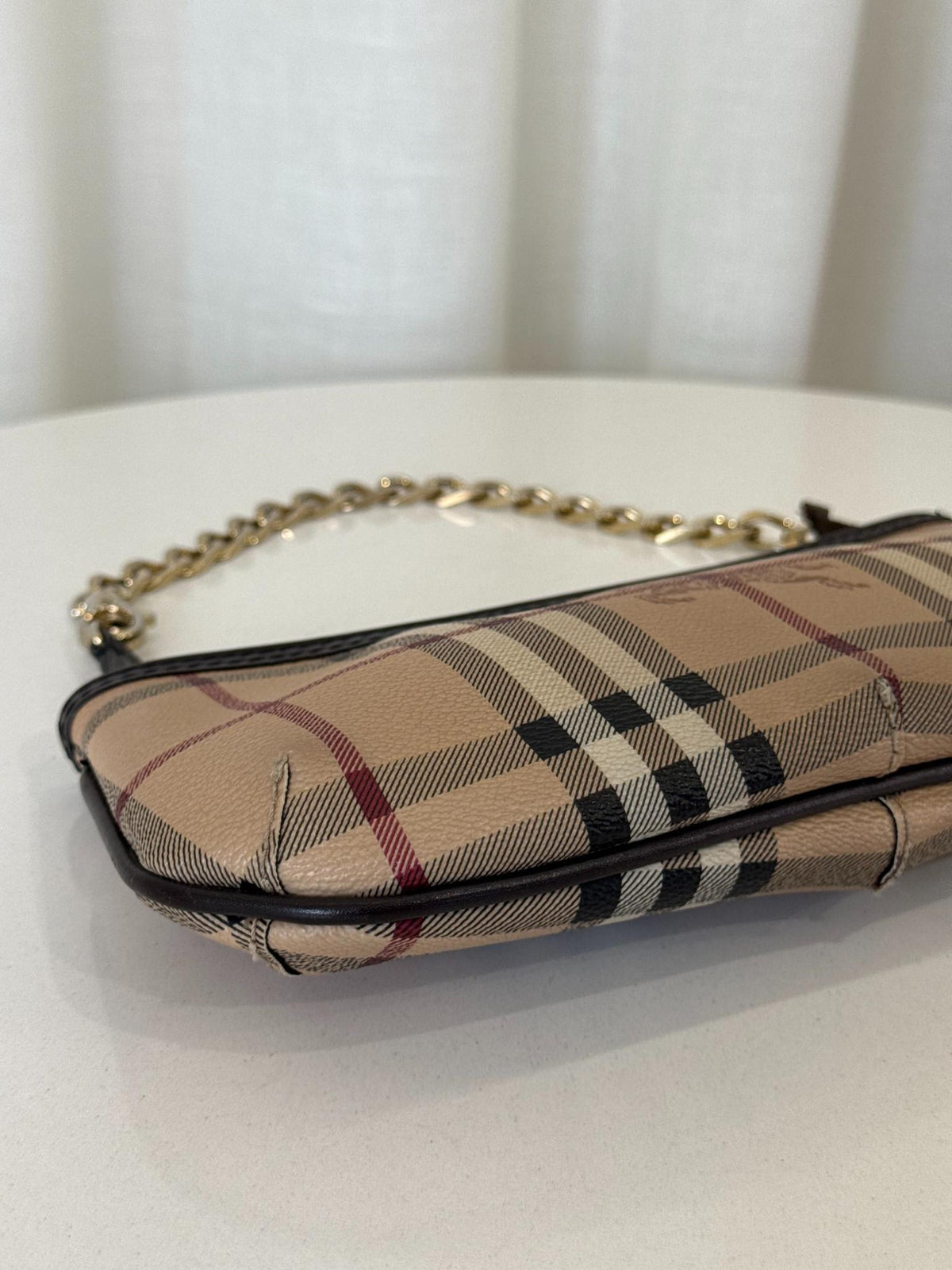 Burberry Anabel Pochette Chocolate Haymarket Check Coated Canvas
