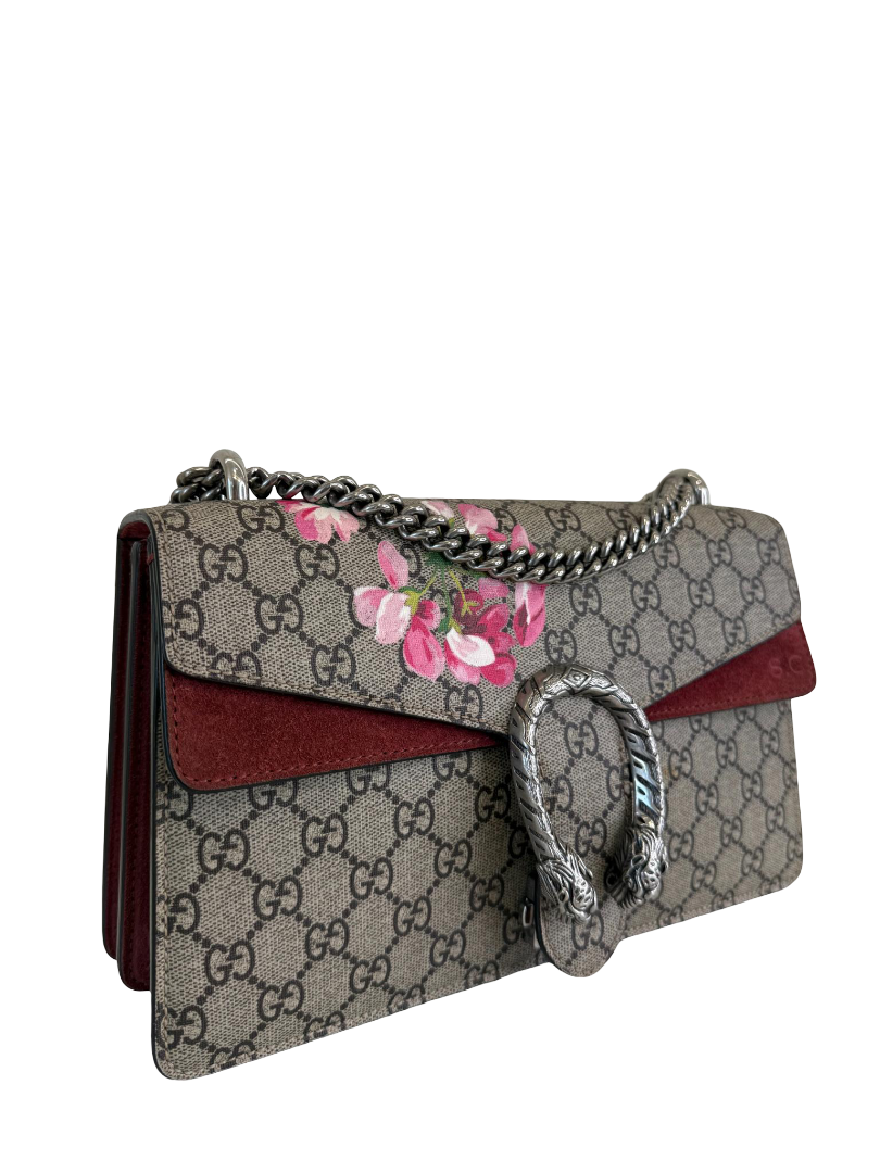 Gucci Beige/Pink GG Supreme Blooms Medium Dionysus Shoulder Bag