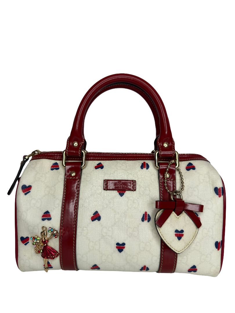 Gucci Red/Cream GG Supreme Valentines Day Joy Boston Bag (Limited Edition)