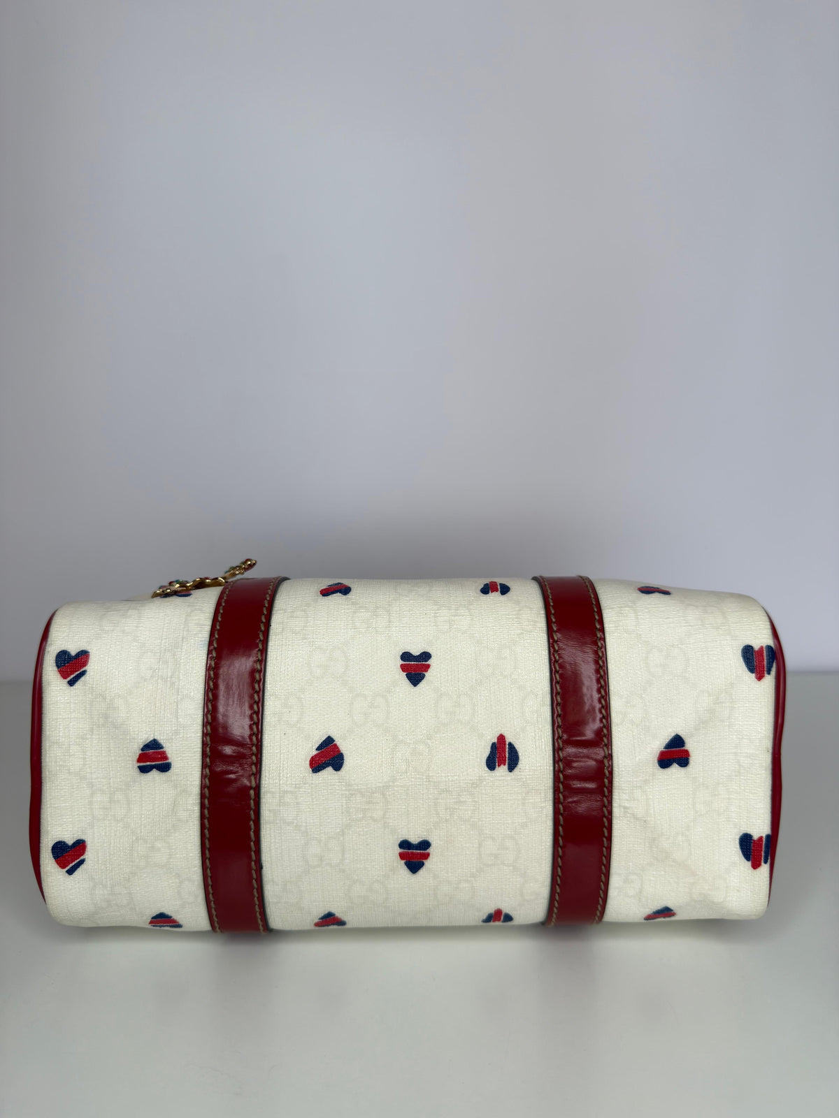 Gucci Red/Cream GG Supreme Valentines Day Joy Boston Bag (Limited Edition)