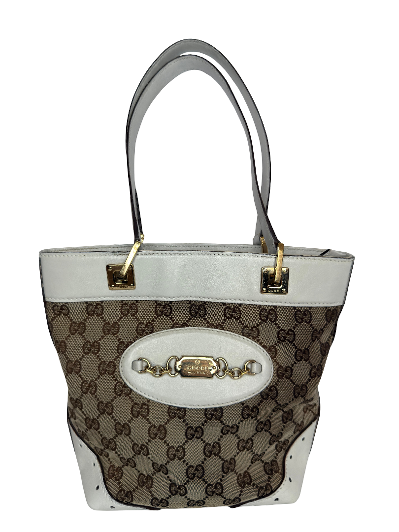 Gucci GG Canvas Mini Punch Tote White Cream