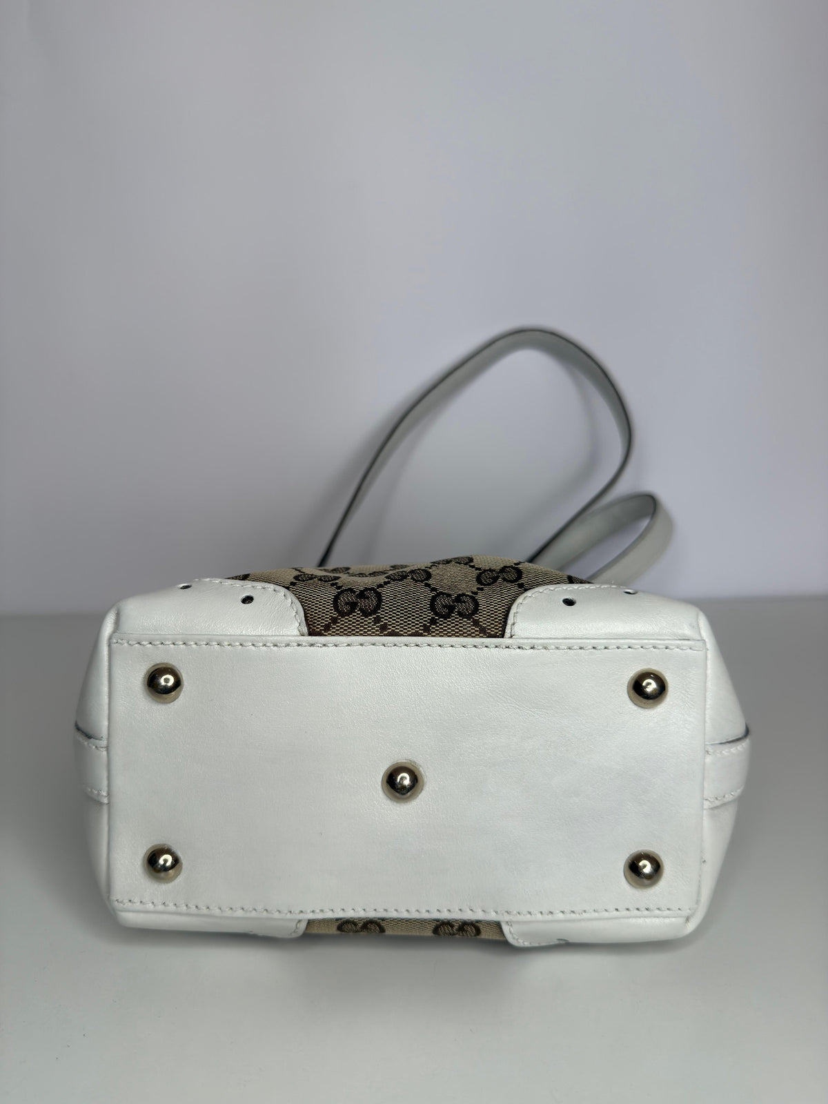 Gucci GG Canvas Mini Punch Tote White Cream