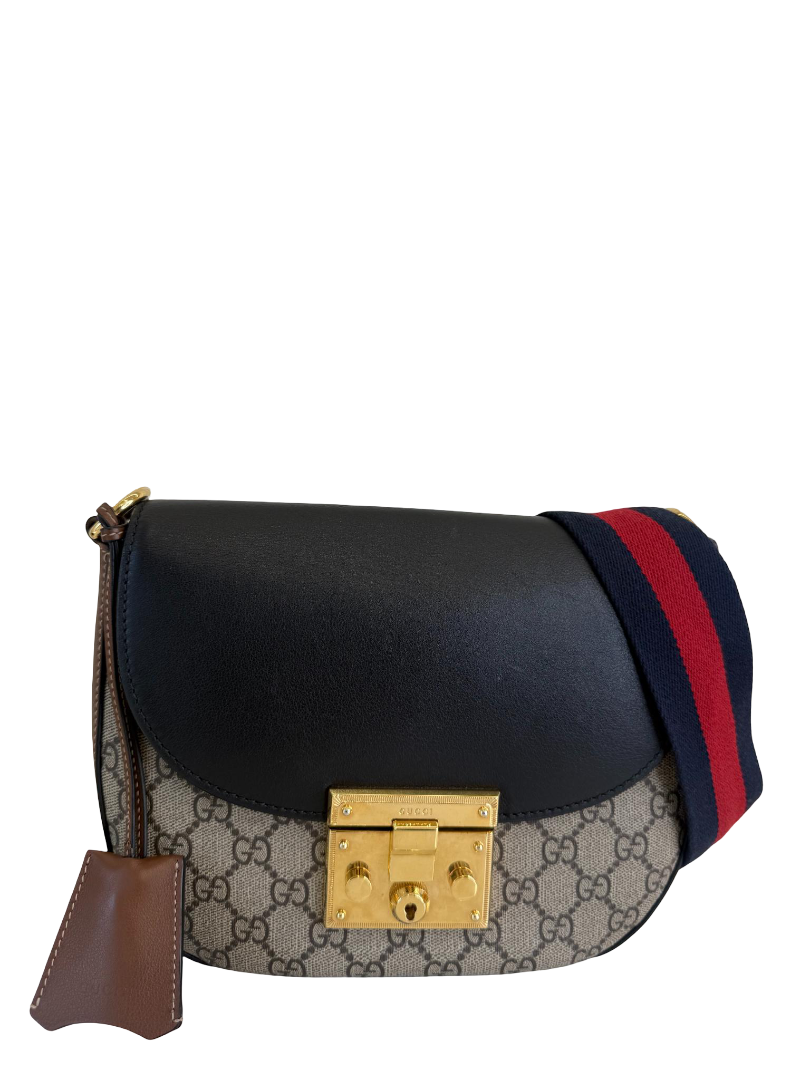 Gucci Beige GG Supreme Coated Canvas Padlock Crossbody Bag